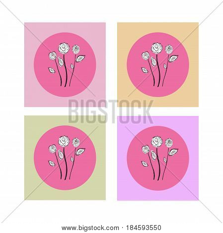 colorful flowers, white roses, four bouquets of roses, logo