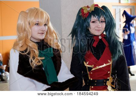 Moscow, Russia - April 23, 2017: People attend the Hinode Power Japan festival dedicated to Japanese culture, video games, comics, anime, manga, cosplay
