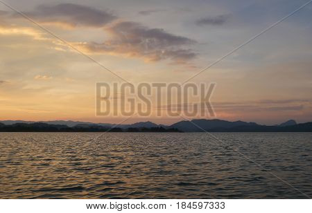 Landscape view of sunset sunrise at the beach in Thailand