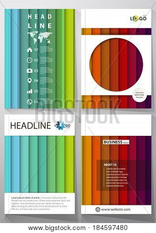 Business templates for brochure, magazine, flyer, booklet or annual report. Cover design template, easy editable vector, abstract flat layout in A4 size. Bright color rectangles, colorful design with overlapping geometric rectangular shapes forming abstra