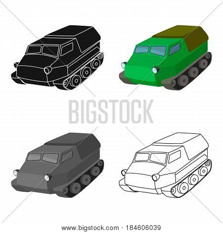 Tank for the marshes. Caterpillar transport of military.Transport single icon in cartoon style vector symbol stock web illustration.