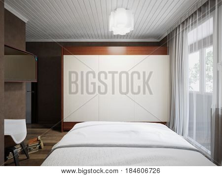 Urban Contemporary Modern Small Bedroom Interior Design. 3d rendering