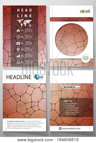 Business templates for brochure, magazine, flyer, booklet or annual report. Cover design template, easy editable vector, abstract flat layout in A4 size. Chemistry pattern, molecular texture, polygonal molecule structure, cell. Medicine, science, microbio