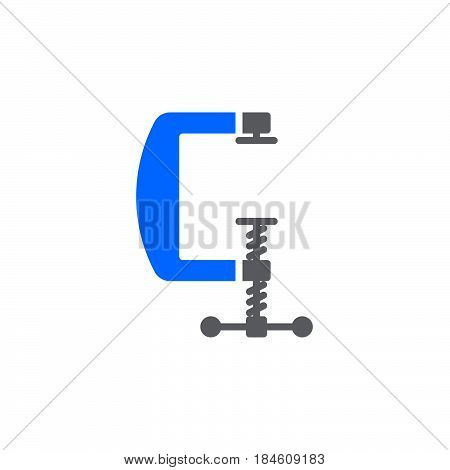 C clamp icon vector filled flat sign solid colorful pictogram isolated on white. Compress symbol logo illustration