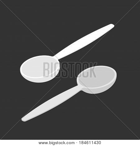 White Spoon Isolated Isometry. Cutlery On White Background