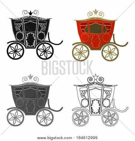 Wedding carriage. A carriage for the bride and groom.Wedding single icon in cartoon style vector symbol stock web illustration.