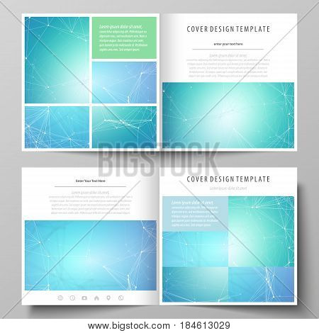 Business templates for square design bi fold brochure, magazine, flyer, booklet or annual report. Leaflet cover, abstract flat layout, easy editable vector. Chemistry pattern, connecting lines and dots, molecule structure, medical DNA research. Medicine c