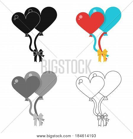 Large inable balls of the bride and groom for a wedding in the form of hearts.Wedding single icon in cartoon style vector symbol stock web illustration.