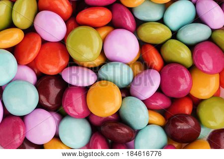Sugar or Candy coated chocolate shot from above.  