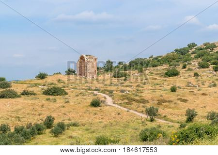 Ruins of Crusader Church of St Anne in Bet Guvrin-Maresha National Park. It was one of the most important towns of Judah during the time of the First Templ