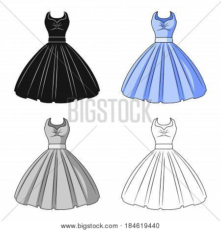 White fluffy wedding dress for a girl. Wedding wear.Women clothing single icon in cartoon style vector symbol stock web illustration.