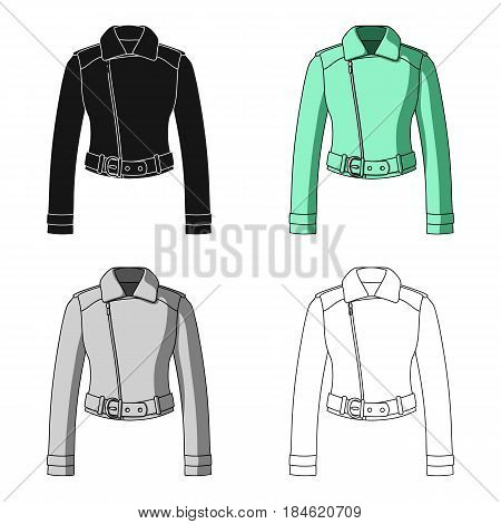 Green youth short leather jackets for confident women.Women clothing single icon in cartoon style vector symbol stock web illustration.