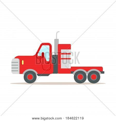 Red cargo truck colorful cartoon vector Illustration isolated on a white background