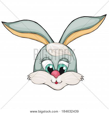Head of a hare. Cartoon style. Isolated image on white background. Clip art for children.