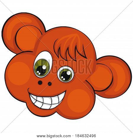 Monkey head. Cartoon style. Isolated image on white background. Clip art for children.