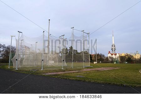 Prague Skyline With Zizkov Television Tower Transmitter