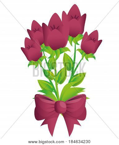 cute flowers with bown vector illustration design