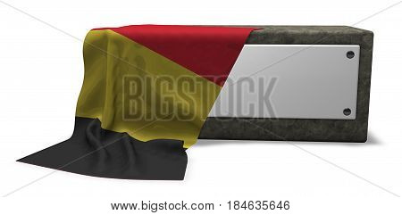stone socket with blank sign and flag of belgium - 3d rendering