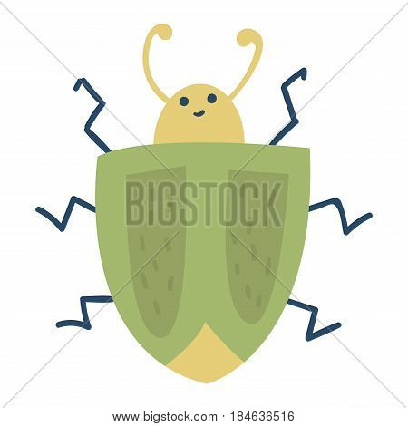 Colorful insect icon isolated wildlife wing detail summer bug wild spider bee vector illustration. Nature pest beetle stink small art sign colorful biology green stinkbug.