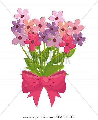 cute flowers with bown vector illustration design