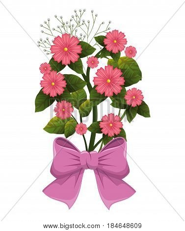 cute flowers with bown vector illustration design