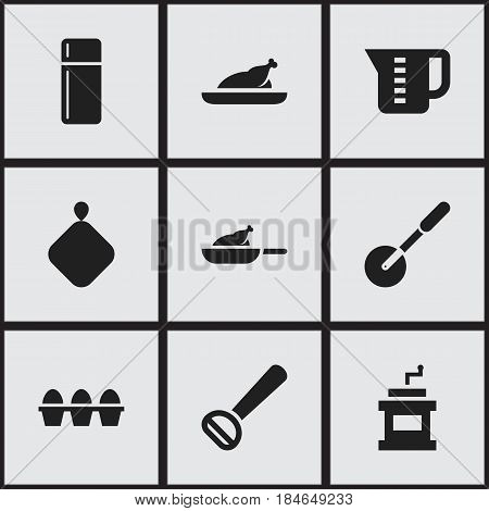 Set Of 9 Editable Cooking Icons. Includes Symbols Such As Grill, Husker, Mocha Grinder And More. Can Be Used For Web, Mobile, UI And Infographic Design.
