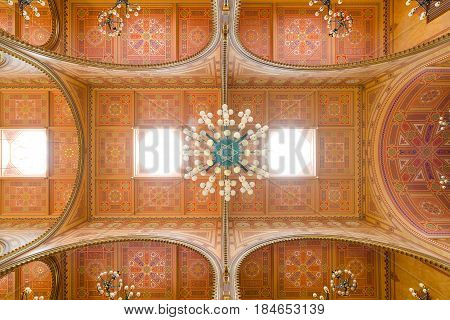 Ceiling Of The Dohany Street Synagogue In Budapest, Hungary.