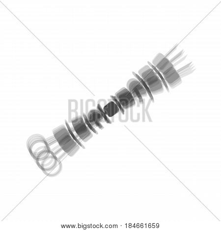Shish kebab on skewers sign. Vector. Gray icon shaked at white background.