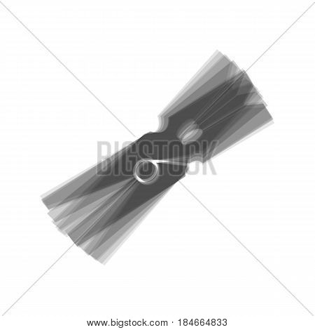 Clothes peg sign. Vector. Gray icon shaked at white background.