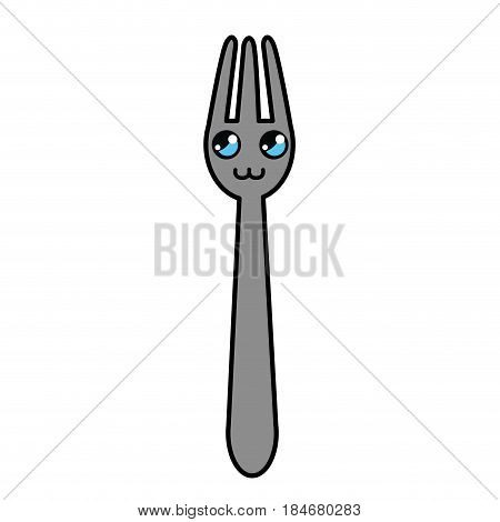 nice fork kawaii ketchen utensil, vector illustration