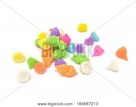 Aalaw Candy ColorfulThai dessert on white background