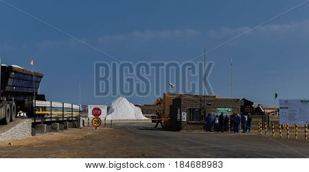 Walvis Bay, South Africa, August 24: Saltworks in the resort of Walvis Bay, August 24, 2015 in Walvis Bay, South Africa