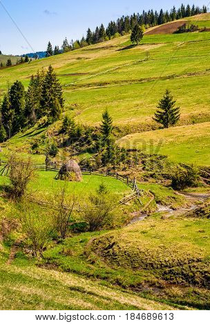 Mountain Rural Area In Late Springtime