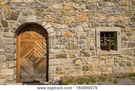 Traditional renovated old stone house in karst village of Stanjel in Slovenia