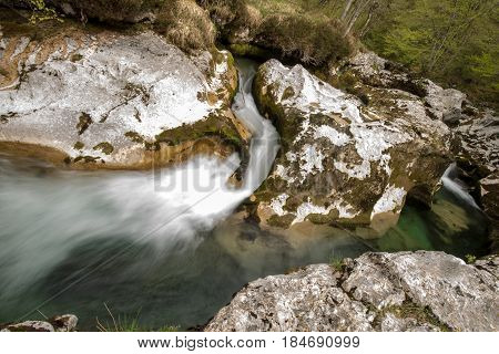 Scenic glacier carved canyon of Mostnice near Bohinj in Slovenia, Europe