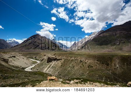 The beautiful mountain view on the way to Rangdum Kashmir state India.