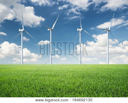 Wind power station. Ecological energy concept and idea