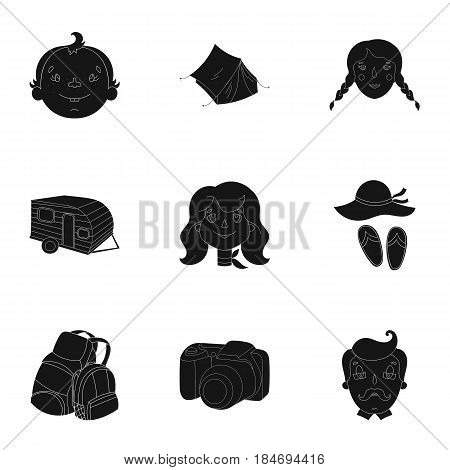 Family, family traditions, recreation. Family life.Family holiday icon in set collection on black style vector symbol stock web illustration.
