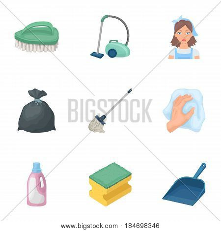 Cleaning, washing and everything connected with it. A set of icons for cleaning. Cleaning and maid icon in set collection on cartoon style vector symbol stock web illustration.