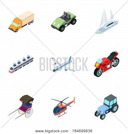 Land, water, air transport. Machines that people use.Transportation icon in set collection on cartoon isometric style vector symbol stock web illustration.