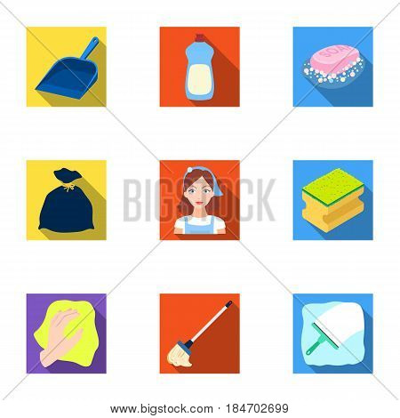 Cleaning, washing and everything connected with it. A set of icons for cleaning. Cleaning and maid icon in set collection on flat style vector symbol stock web illustration.