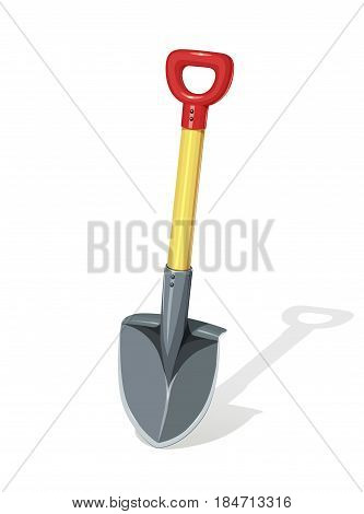 Shovel. Agriculture and building tools for work. Instrument diging. Horticulture spade inventory dig. Gardening equipment. Isolated white background. Vector illustration.