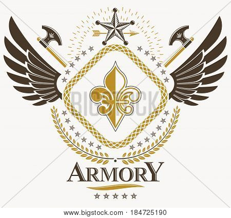 Heraldic sign element heraldry emblem insignia sign vector.