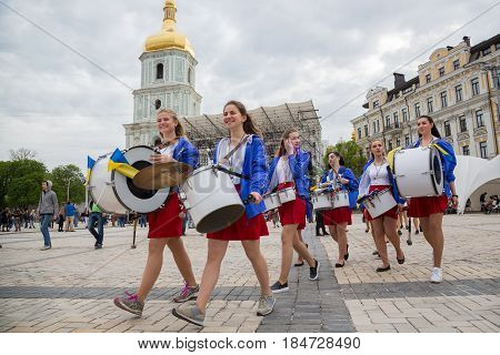 Young Girls With Drums