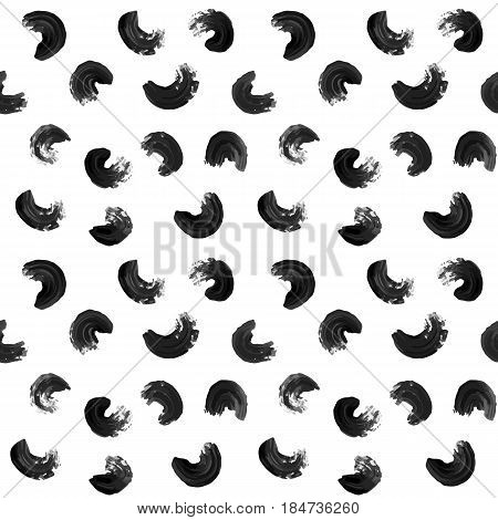 Seamless brush stroke pattern. Vector hand drawn black gray and white illustration