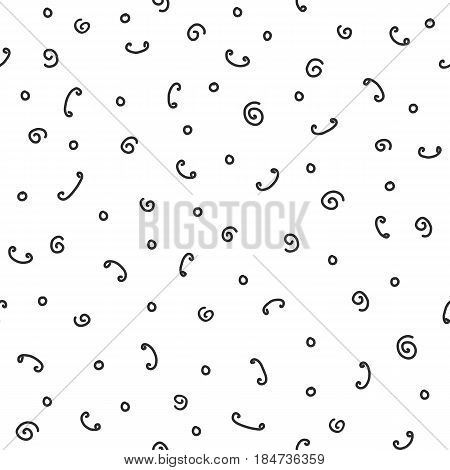 Seamless hand drawn pattern with circle and whirlpool. Vector illustration in black and white colors
