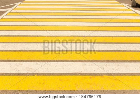 Large Pedestrian Crossing Striped White And Yellow.