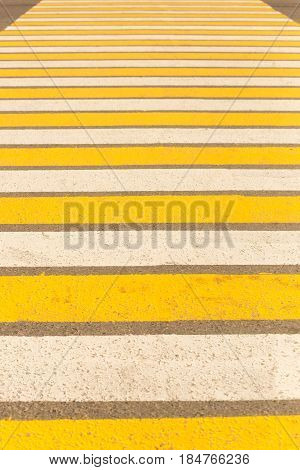 Large Pedestrian Crossing Striped White And Yellow.