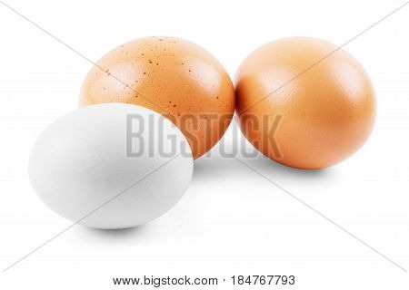 three eggs isolated on white background Largly, Eier, Jaja