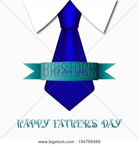 Vector illustration for the holiday Father's Day. A realistic tie with a collar shirt on a white background.